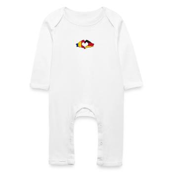 Rumänien Deutschland Herzform mit Hände - Baby Bio Strampler - Weiß - Vorne