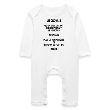 On se fout de tout (humour) - Grenouillère bio Bébé - blanc - Devant