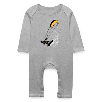 Kitesurfen und Wellen flex - Baby Bio Strampler - Grau meliert - Vorne