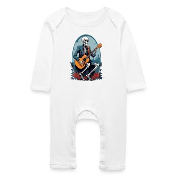 Squelette jouant de la guitare - Grenouillère bio Bébé - blanc - Devant
