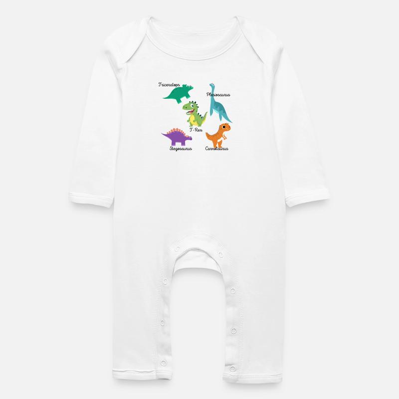 Dinos - Baby Bio Strampler - Weiß