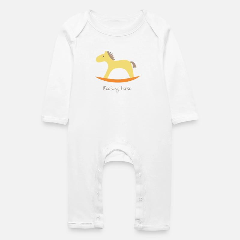 Schaukelpferd - Baby Bio Strampler - Weiß