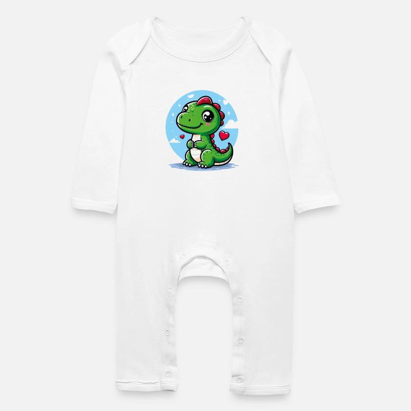 Dino mignon - Grenouillère bio Bébé - blanc
