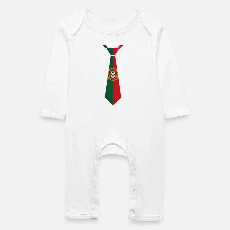 Cravate du Portugal – Conception du drapeau - Grenouillère bio Bébé - blanc