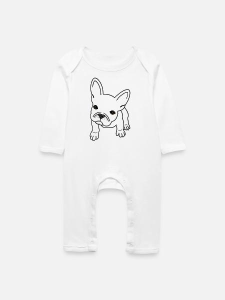 French Bulldog - Baby Bio Strampler - Weiß