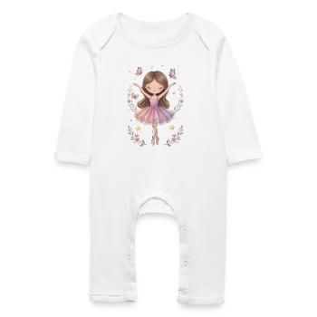 Ballerina Girl – Cute Ballet Design with Star - Baby Organic Romper - white - Front