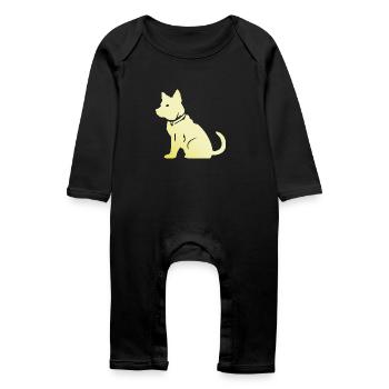 Silhouette de chien Shiba Inu - Grenouillère bio Bébé - noir - Devant