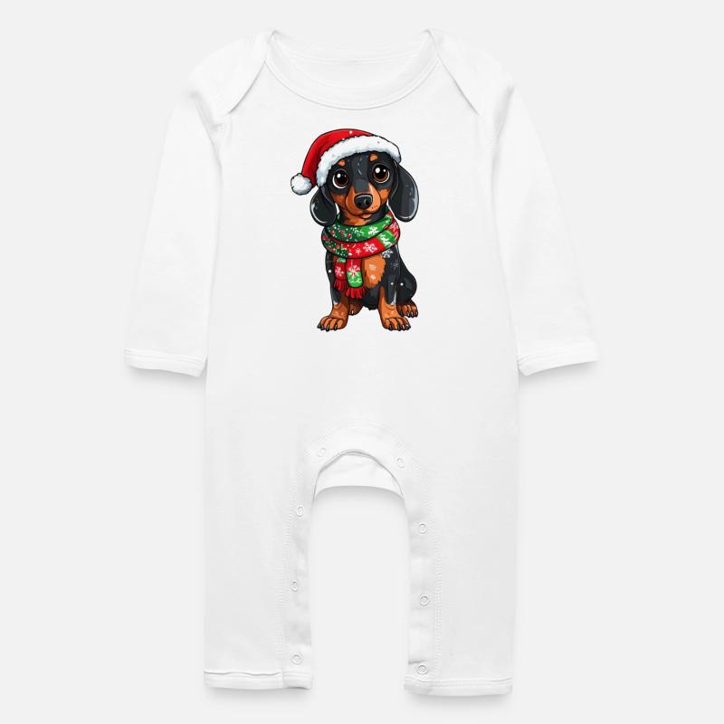 Teckel de Noël - Grenouillère bio Bébé - blanc