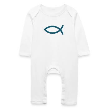 Jésus poisson Ichthys poisson poisson poisson - Grenouillère bio Bébé - blanc - Devant