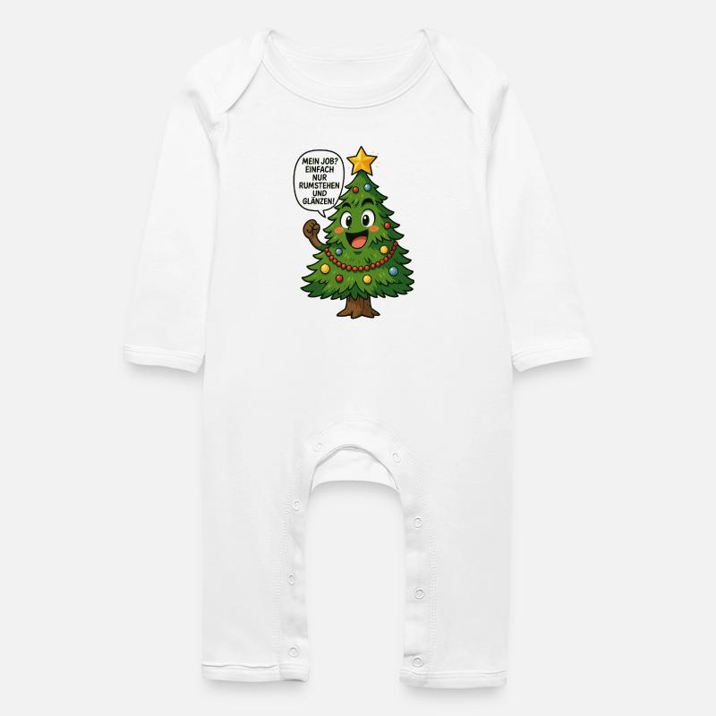 Funny Christmas Tree Saying - Baby Organic Romper - white