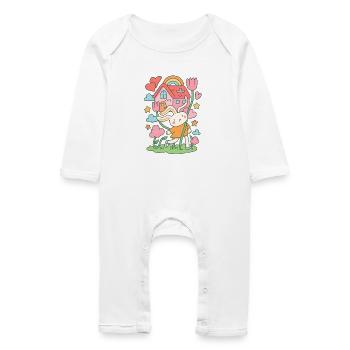 Maison de poupée lapin pastel en fleurs - Grenouillère bio Bébé - blanc - Devant