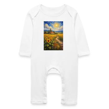 Sentier du tournesol dans le champ aurifère - Grenouillère bio Bébé - blanc - Devant