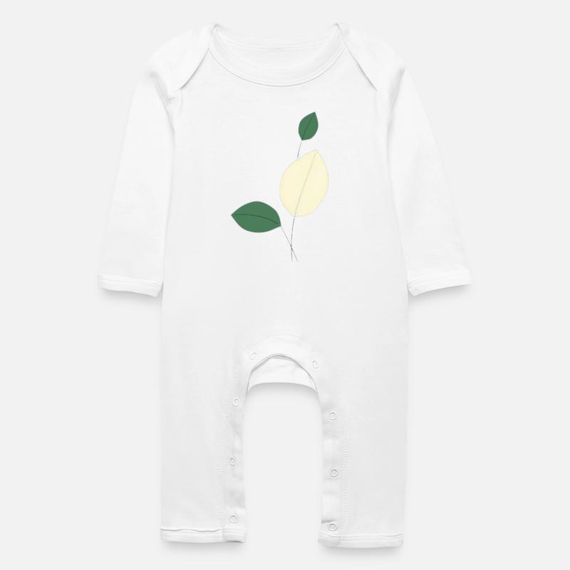 Minimalist leaf study nature - Baby Organic Romper - white