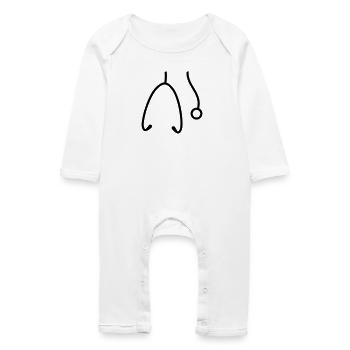 haengend hals Stethoskop abhoeren herzschlag puls - Baby Bio Strampler - Weiß - Vorne