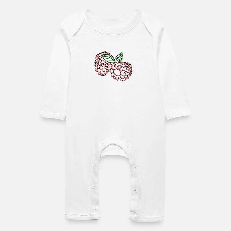 Himbeeren - Baby Bio Strampler - Weiß