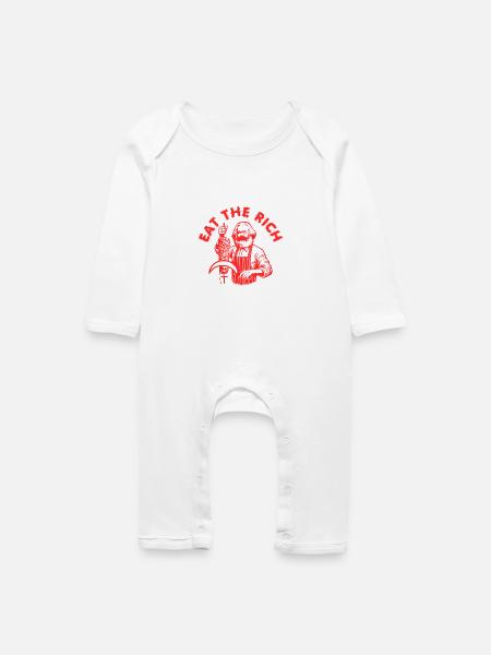 Eat the rich - Baby Bio Strampler - Weiß
