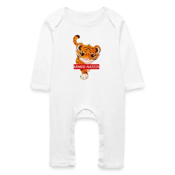 logo bébé tigre rouge - 2021 - Grenouillère bio Bébé - blanc - Devant