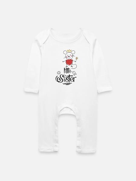 Kleine Schwester - Baby Bio Strampler - Weiß