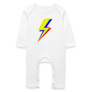 Geometric multicolor lightning bolt - Baby Organic Romper - white - Front