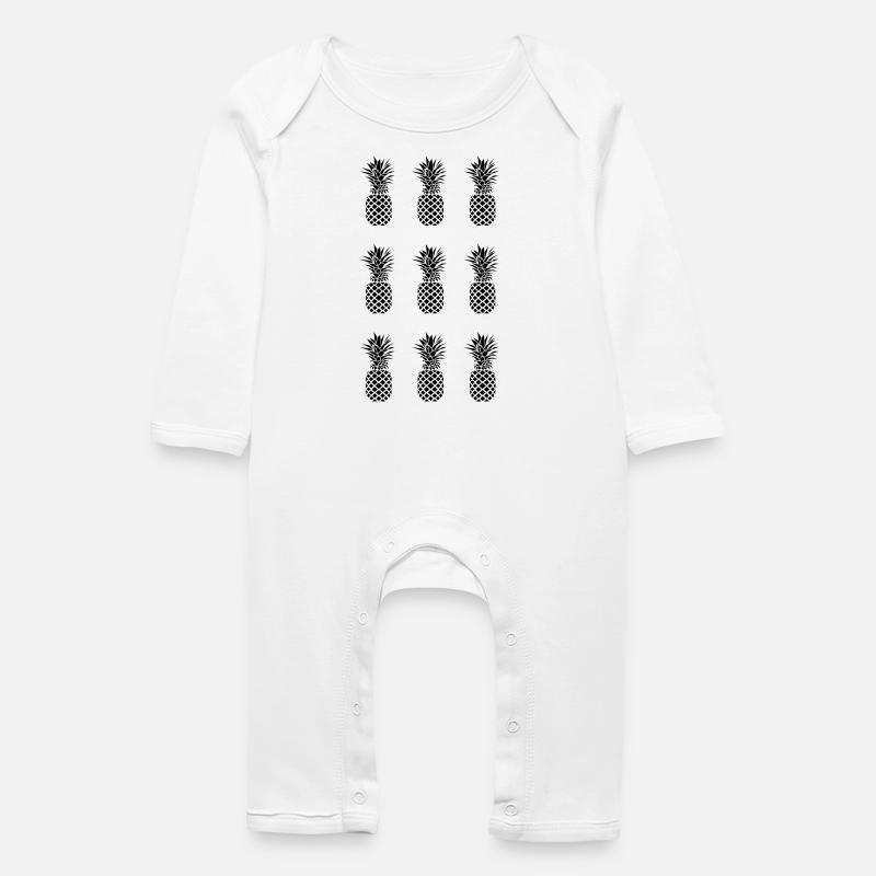 AD Pineapple Pattern Mono - Baby Organic Romper - white