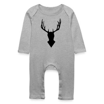 Hannibal - Deer head - Baby Organic Romper - heather grey - Front