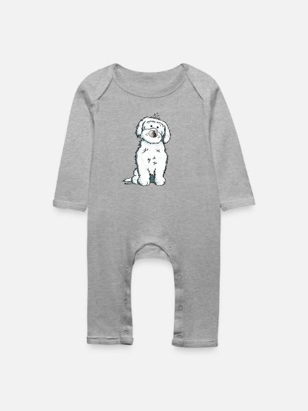 Pfiffiger Malteser - Hund - Baby Bio Strampler - Grau meliert