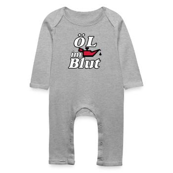 Auto Tuning Schrauber Kult Shirt, Öl im Blut (25) - Baby Bio Strampler - Grau meliert - Vorne