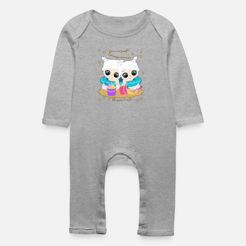 sternzeichen_gemini - Grenouillère bio Bébé - gris chiné
