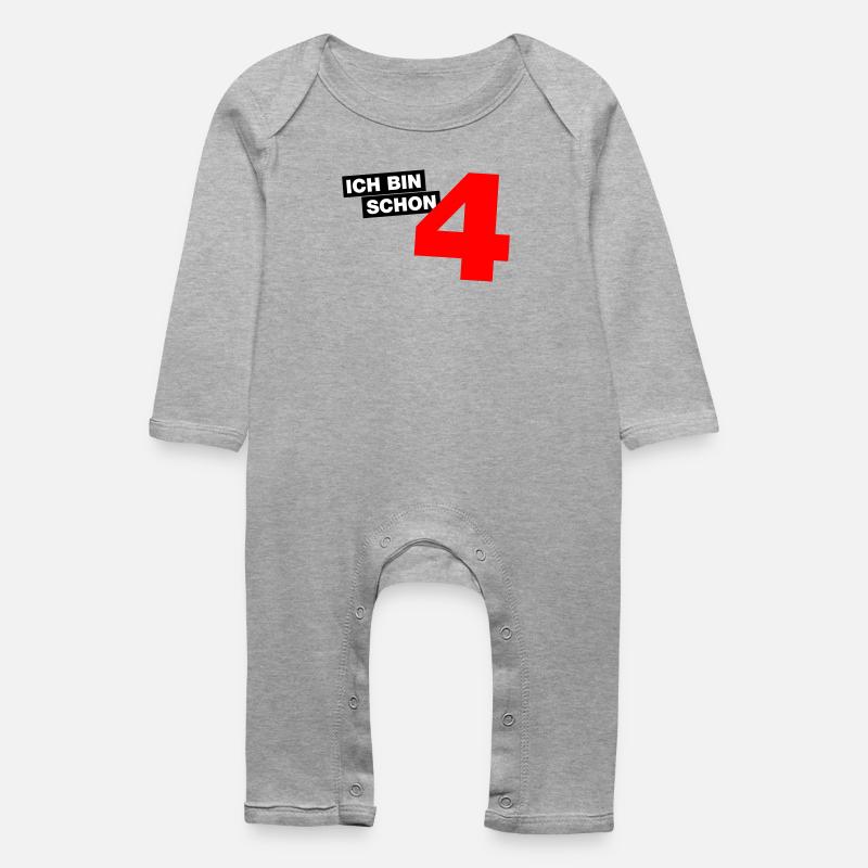 Ich bin schon 4 - Baby Bio Strampler - Grau meliert
