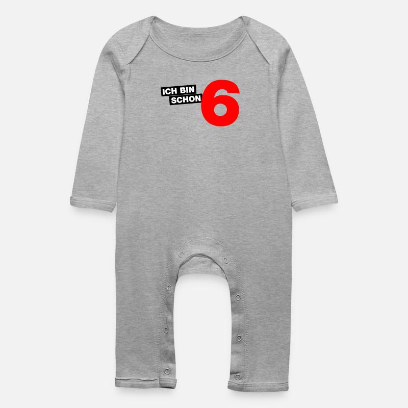 Ich bin schon 6 - Baby Bio Strampler - Grau meliert