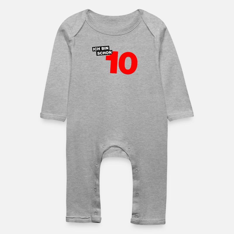 Ich bin schon 10 - Baby Bio Strampler - Grau meliert
