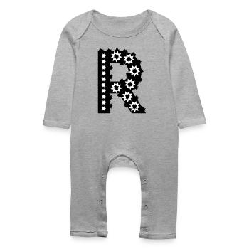 Letter R - Baby Organic Romper - heather grey - Front