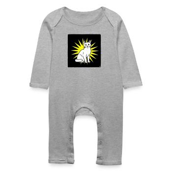 Coole Katze im Pop Art & Punk Rock Stil - Baby Bio Strampler - Grau meliert - Vorne