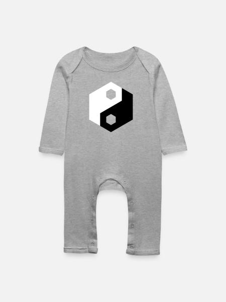 Hex-Ausschnitt Yin Yang - Baby Bio Strampler - Grau meliert