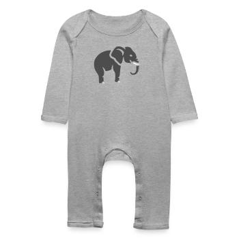 Elephant Silhouette Africa Animal - Baby Organic Romper - heather grey - Front