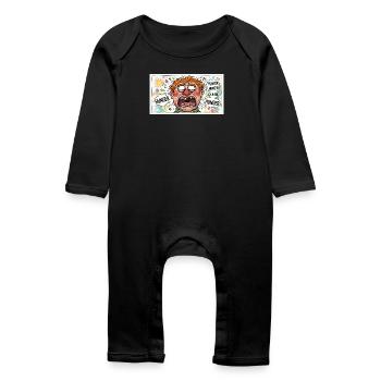 Hunger-Karikatur: Explosiver Cartoonlook - Baby Bio Strampler - Schwarz - Vorne