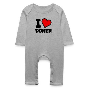 Ich liebe Döner - türkisches Essen - Baby Bio Strampler - Grau meliert - Vorne