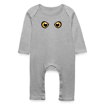 deux yeux brillants d'un hibou - Grenouillère bio Bébé - gris chiné - Devant