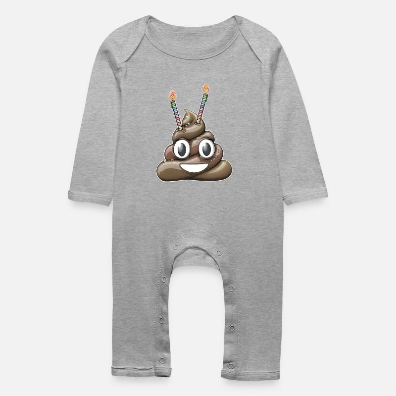 Häufen Sie Kacke mit zwei Kerzen ab - Baby Bio Strampler - Grau meliert