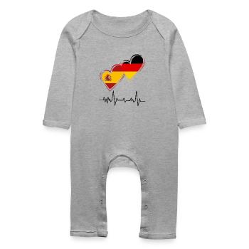 Spanien und Deutschland - Baby Bio Strampler - Grau meliert - Vorne