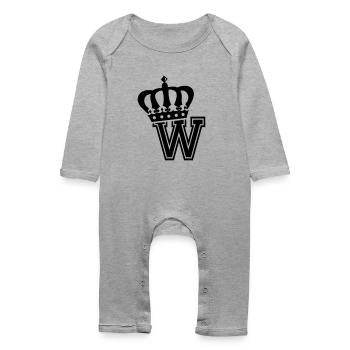 Lettre W - Grenouillère bio Bébé - gris chiné - Devant