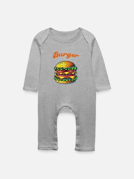 Burger Cheeseburger - Baby Bio Strampler - Grau meliert