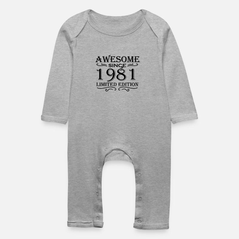 1981 - Né en 1981 - Grenouillère bio Bébé - gris chiné