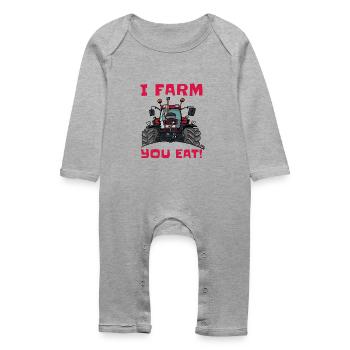 I farm you eat case - Baby Organic Romper - heather grey - Front