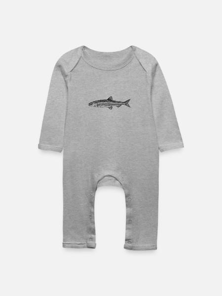 Forellen Angler - Baby Bio Strampler - Grau meliert