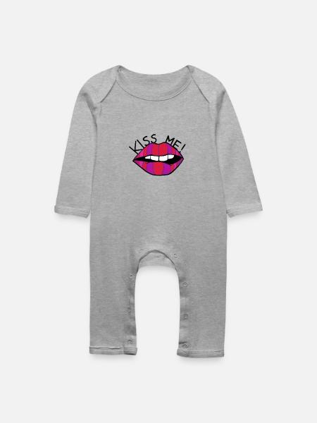 KISS ME! - Baby Bio Strampler - Grau meliert