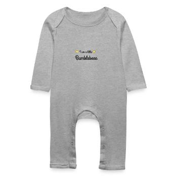 Je suis un peu bumblebeee - Grenouillère bio Bébé - gris chiné - Devant