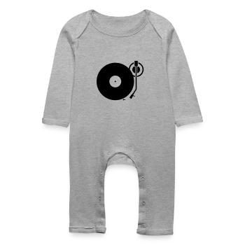 DJ Turntables Turntable Tonearm Record - Baby Organic Romper - heather grey - Front