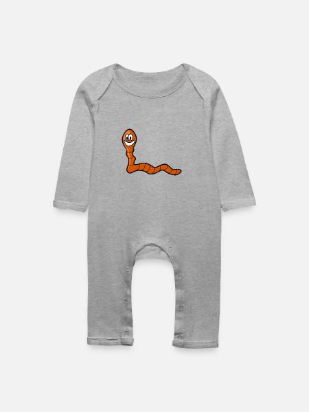 Würmchen - Baby Bio Strampler - Grau meliert
