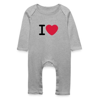 I love - Baby Organic Romper - heather grey - Front